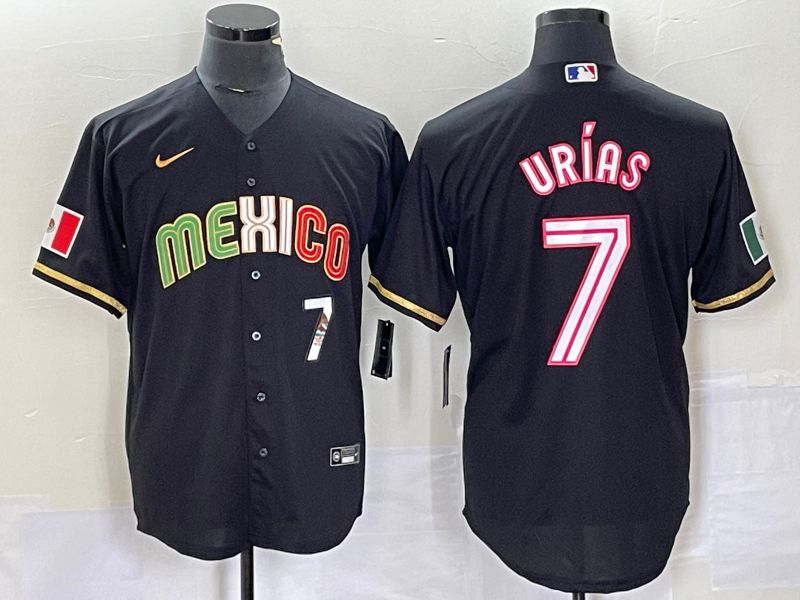 Men 2023 World Cub Mexico 7 Urias Black pink Nike MLB Jersey16